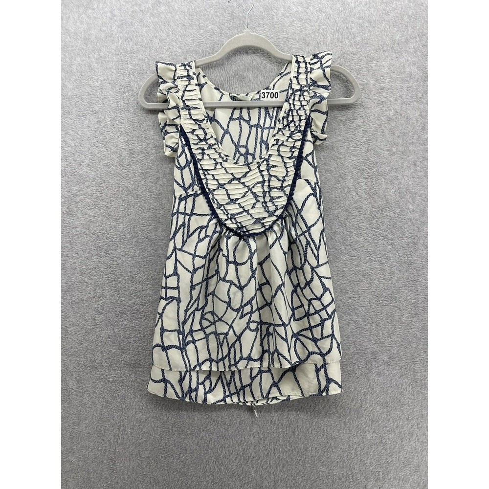 Lil Athropology Women's Blouse Flutter Cap Sleeve Size 6 Scoop Neck 100% Silk